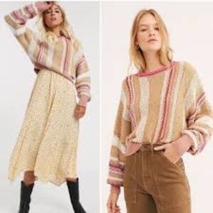 Free People Show Me Love Striped Pullover Sweater